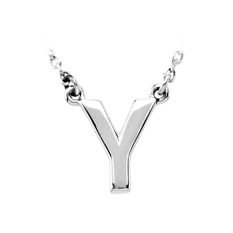 14K White Gold, Kendall Collection, Block Initial Y Necklace, 16 Inch