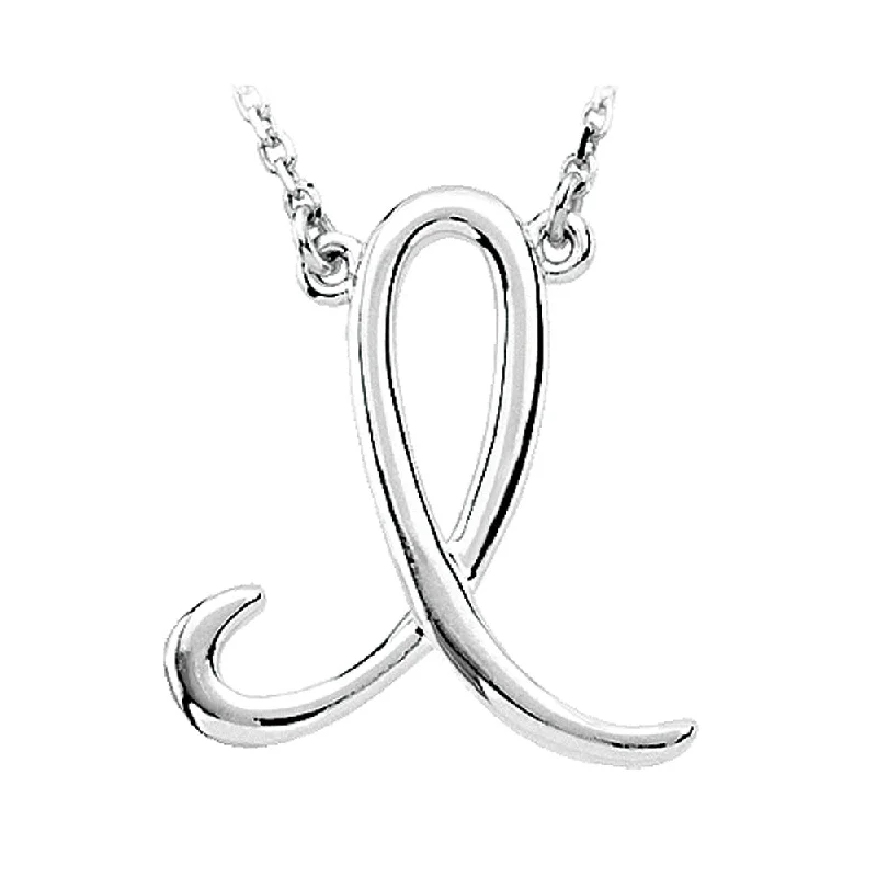 14k White Gold, Olivia Collection, Medium Script Initial I Necklace