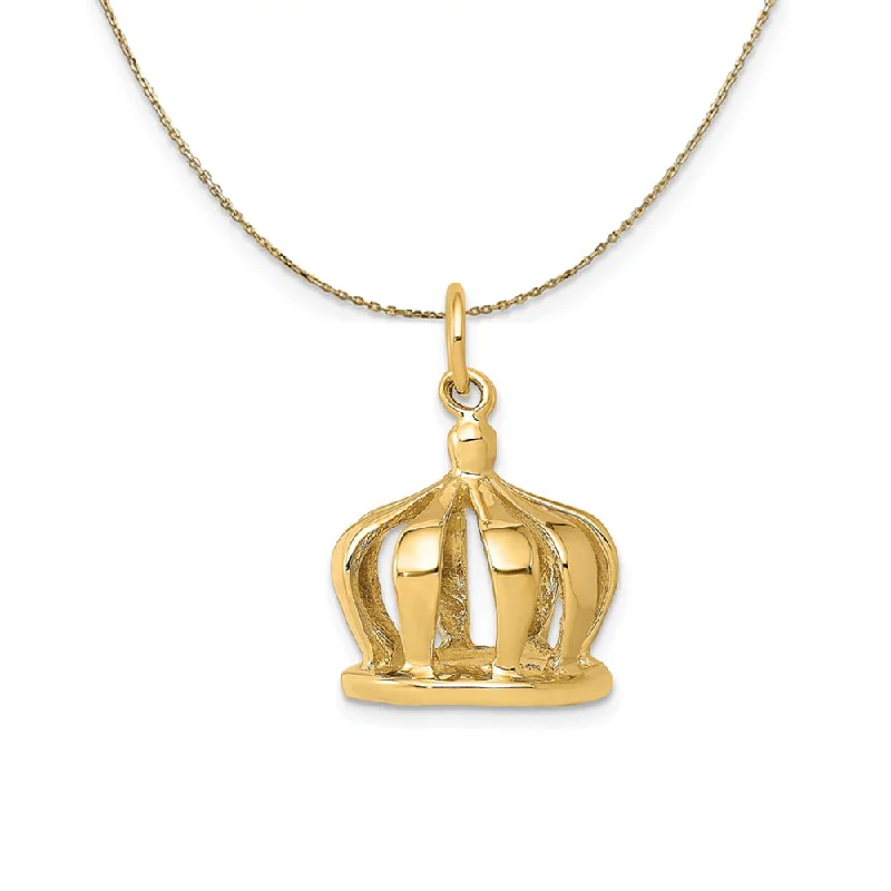 14k Yellow Gold 3D Crown (14mm) Necklace