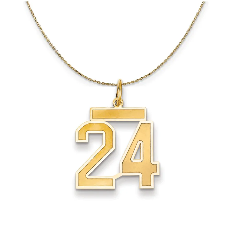 14k Yellow Gold, Jersey, Med Number 24 Necklace