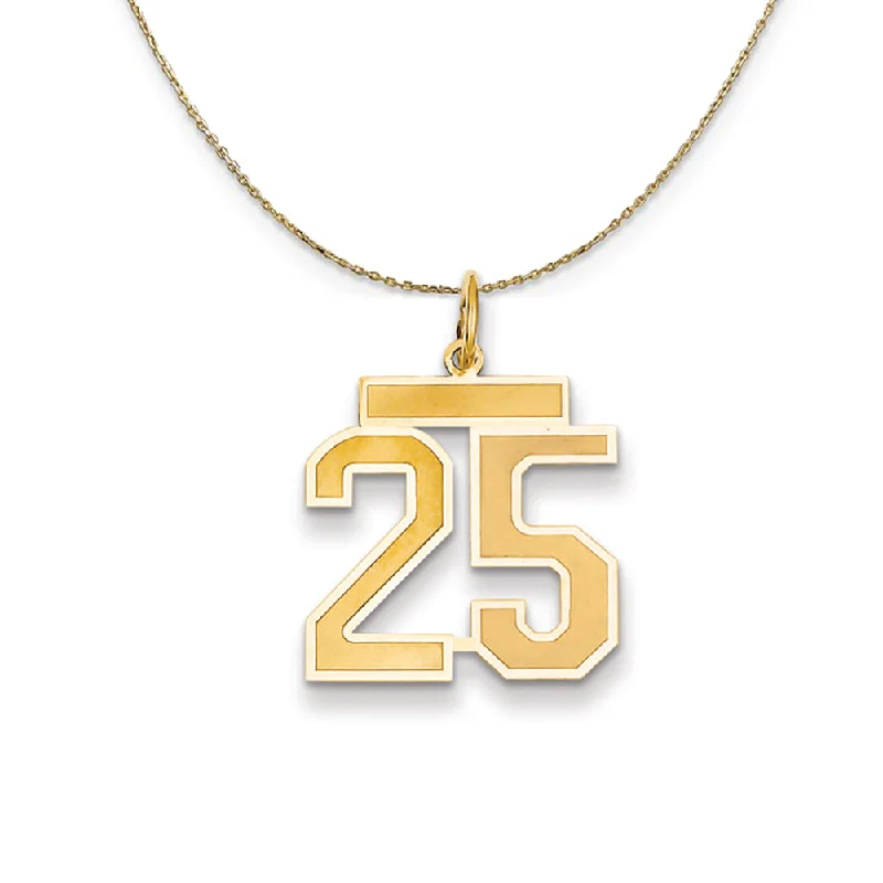 14k Yellow Gold, Jersey, Med Number 25 Necklace