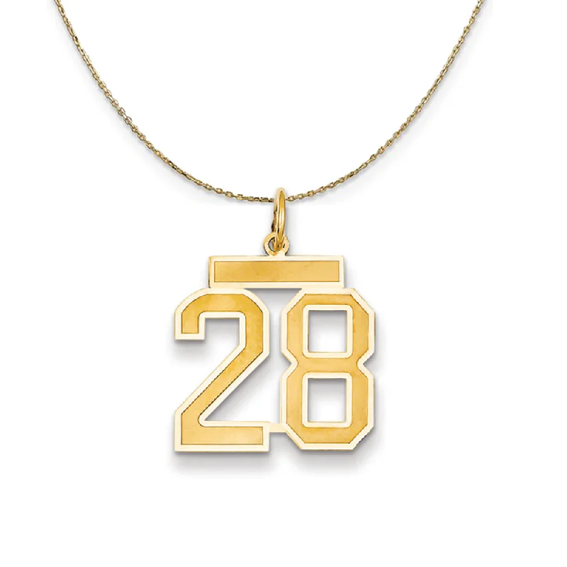 14k Yellow Gold, Jersey, Med Number 28 Necklace