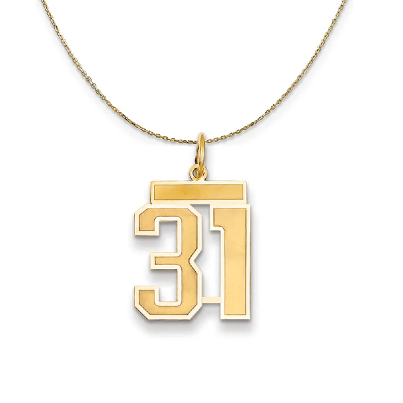 14k Yellow Gold, Jersey, Med Number 31 Necklace