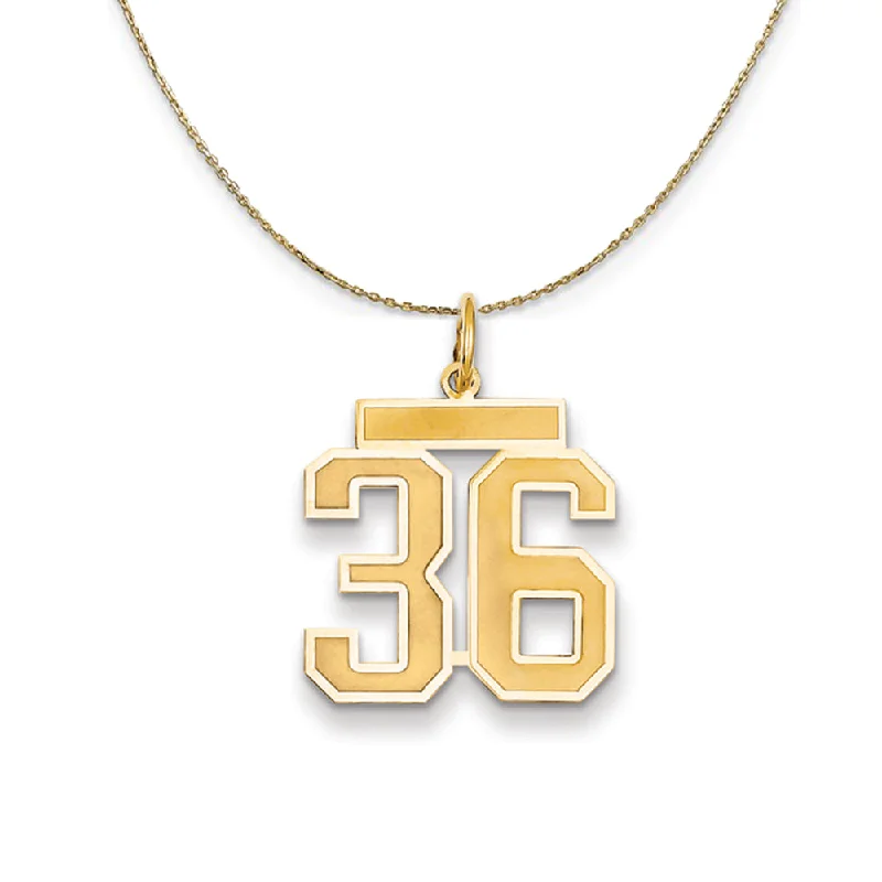 14k Yellow Gold, Jersey, Med Number 36 Necklace