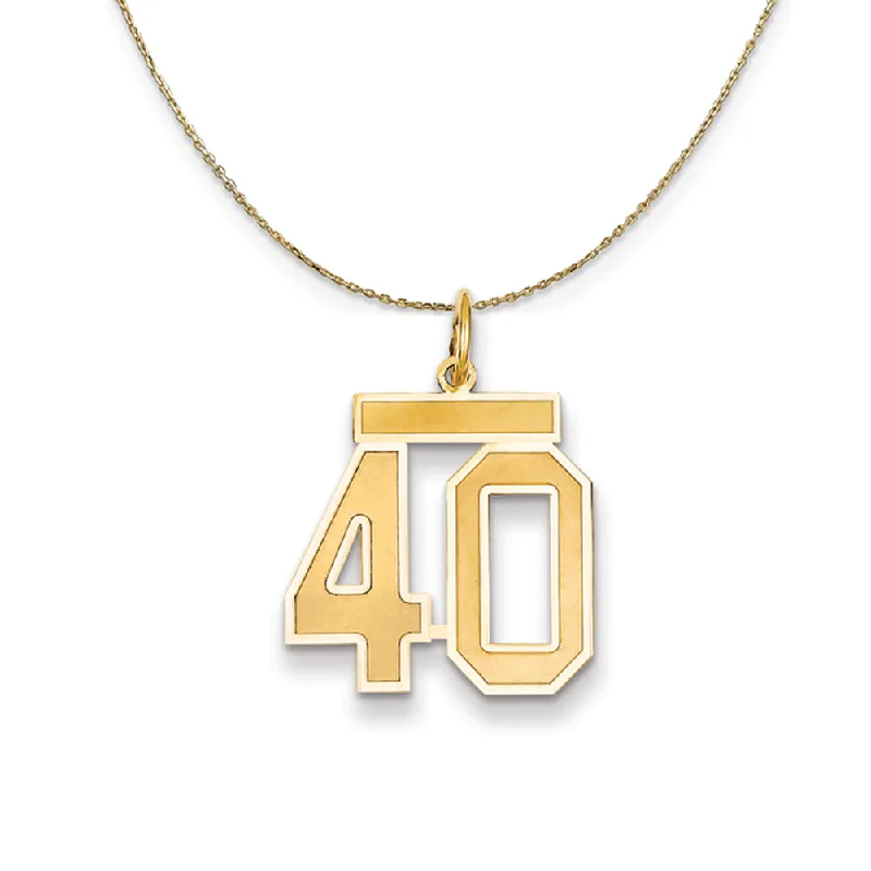 14k Yellow Gold, Jersey, Med Number 40 Necklace