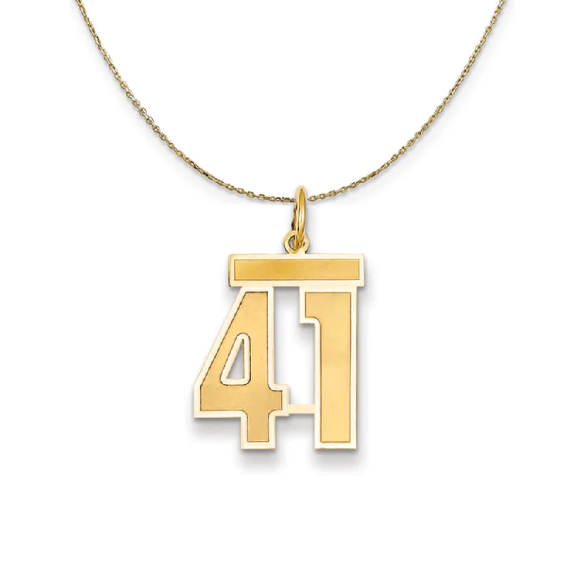 14k Yellow Gold, Jersey, Med Number 41 Necklace