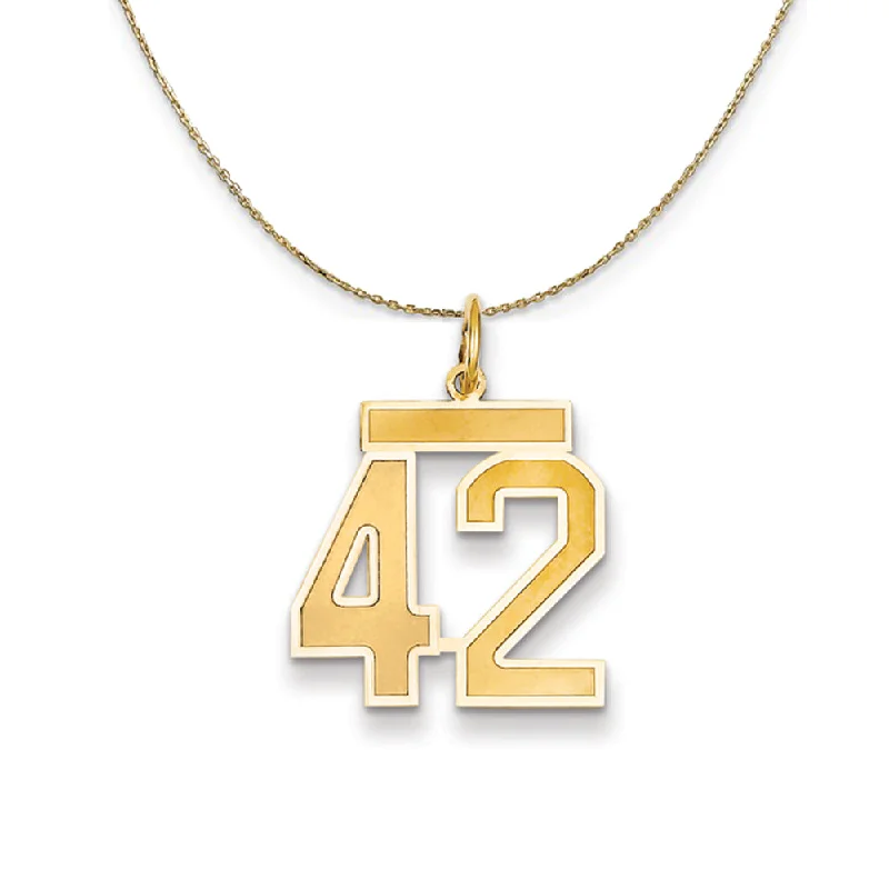 14k Yellow Gold, Jersey, Med Number 42 Necklace