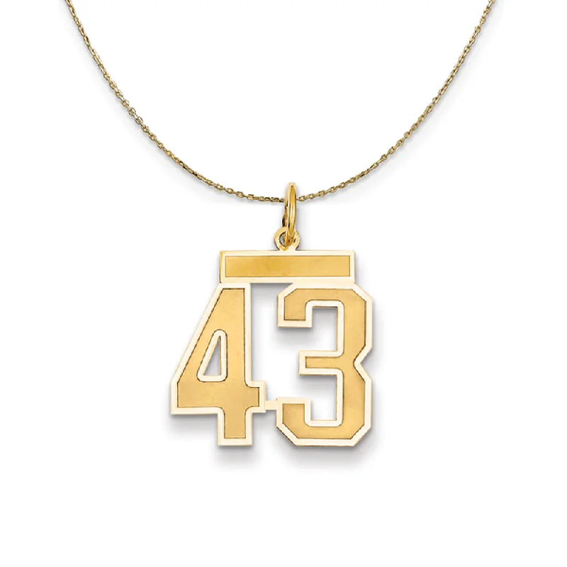 14k Yellow Gold, Jersey, Med Number 43 Necklace