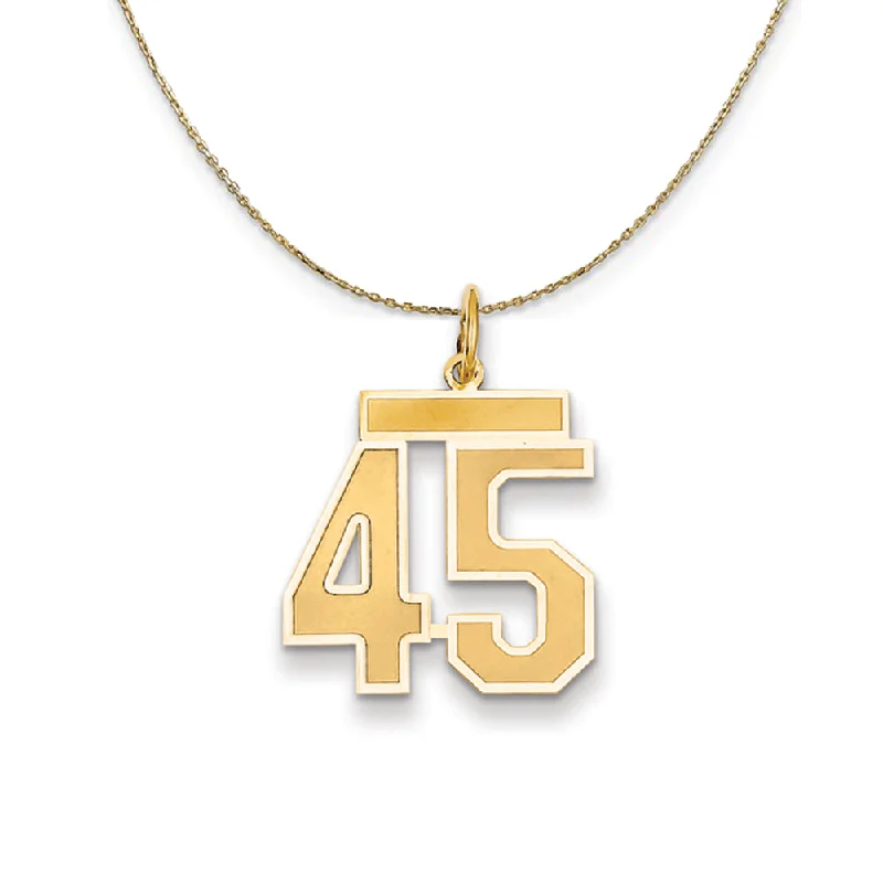 14k Yellow Gold, Jersey, Med Number 45 Necklace