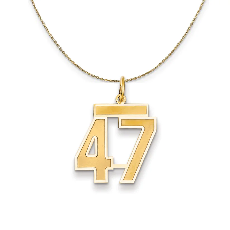 14k Yellow Gold, Jersey, Med Number 47 Necklace