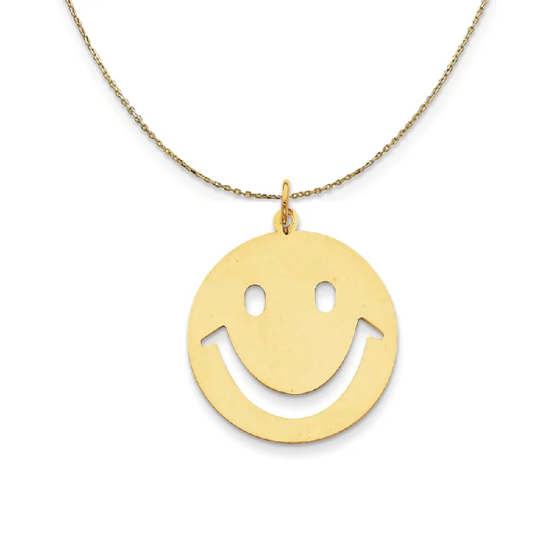 14k Yellow Gold Polished Cutout Smiley Face Necklace