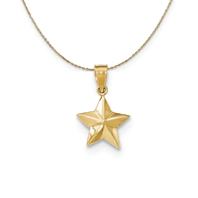 14k Yellow Gold Small Polished Nautical Star Necklace