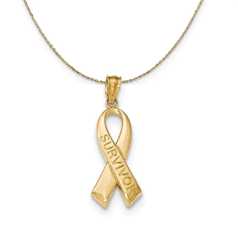 14k Yellow Gold Survivor Ribbon Necklace