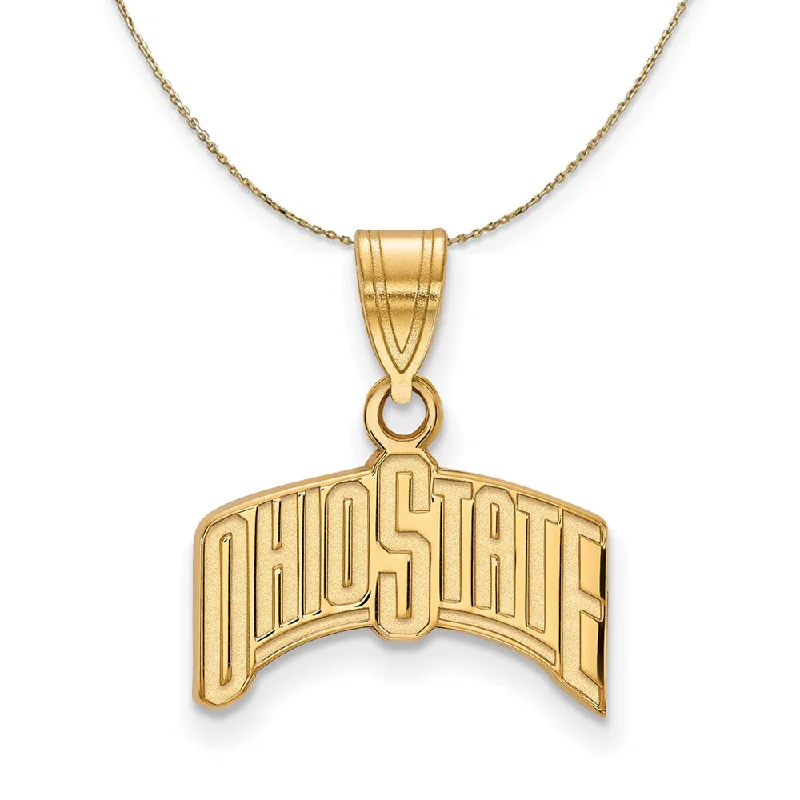 14k Yellow Gold Ohio State Md Curved Logo Necklace