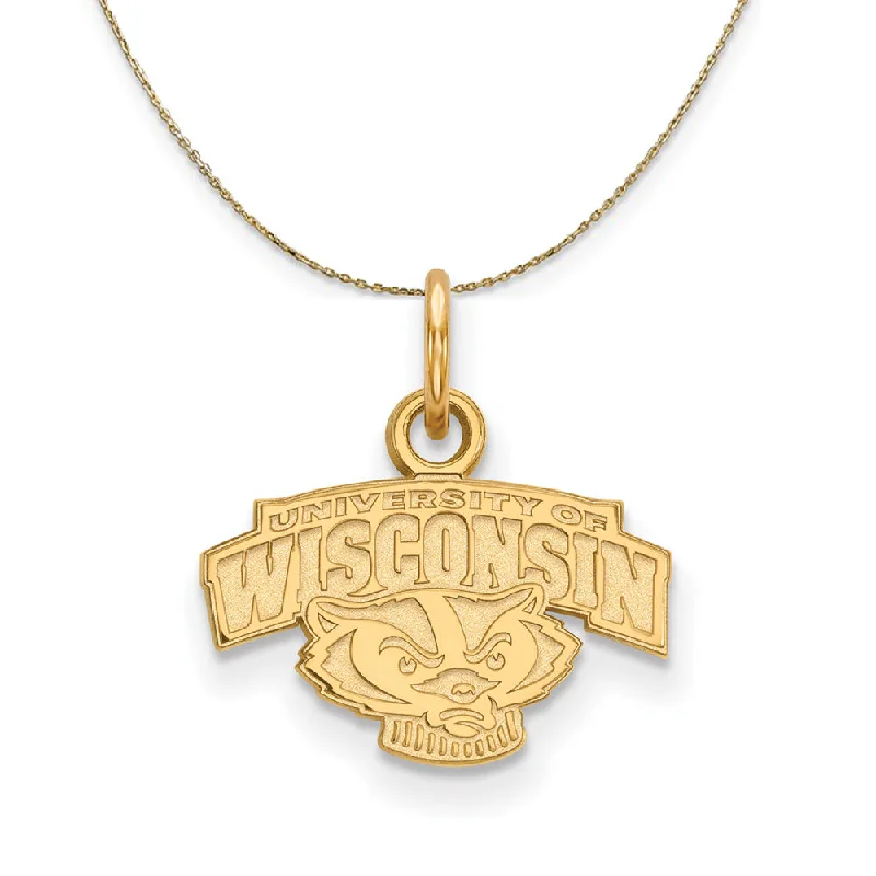 14k Yellow Gold U. of Wisconsin X-Small Badger Logo Necklace