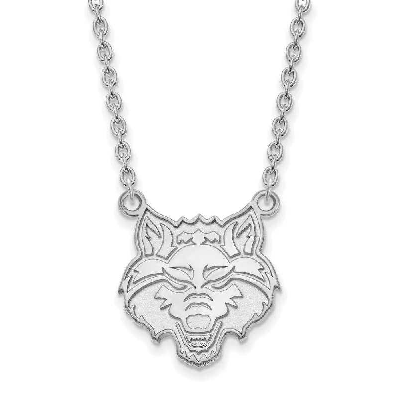 Sterling Silver Arkansas State Large Mascot Pendant Necklace