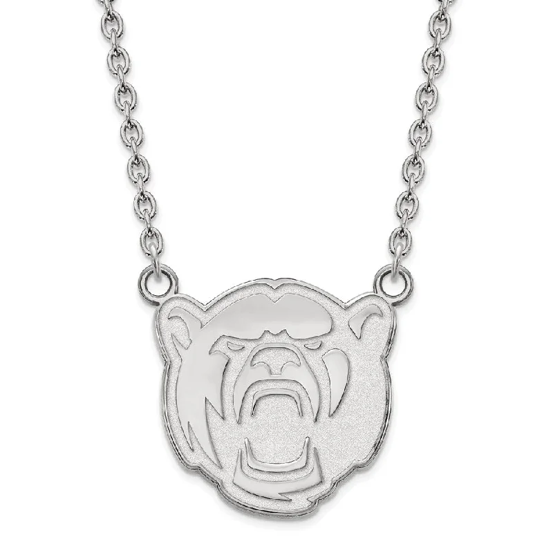 Sterling Silver Baylor U Large Bear Pendant Necklace