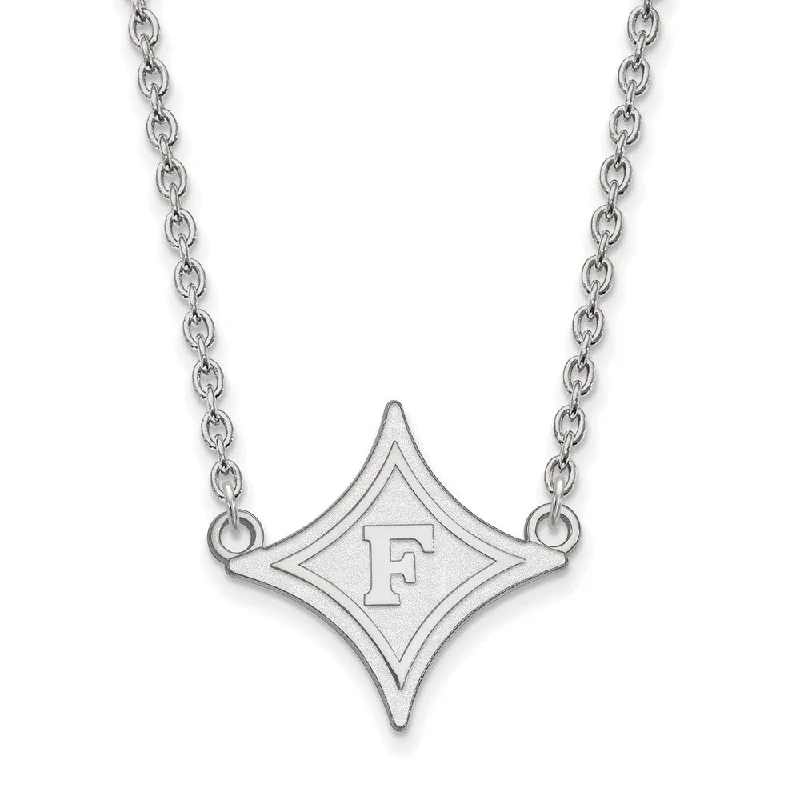 Sterling Silver Furman U Large Rhombus 'F' Pendant Necklace