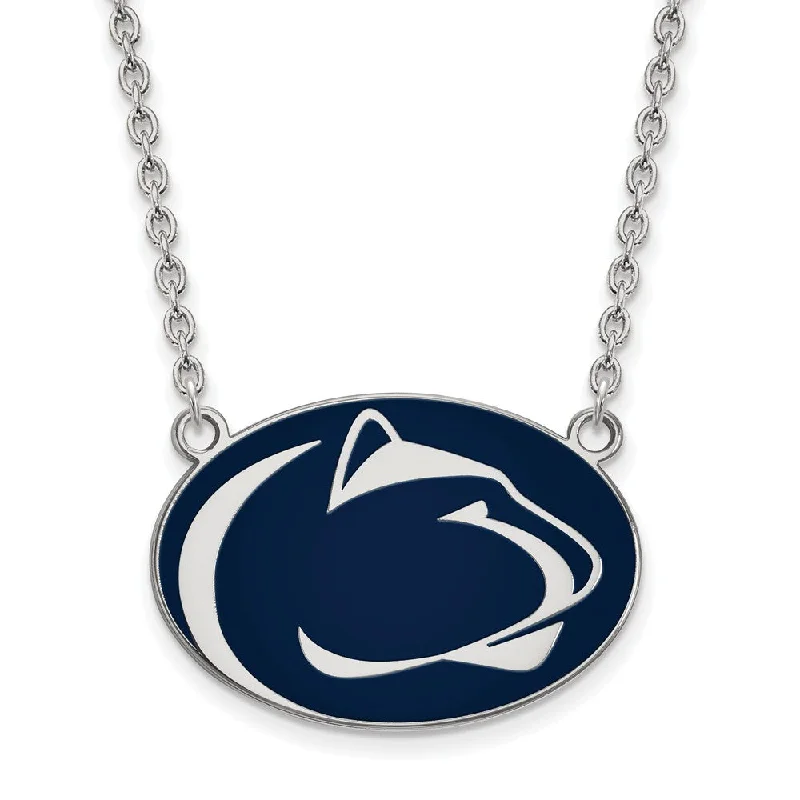 Sterling Silver Penn State Large Enamel Pendant Necklace