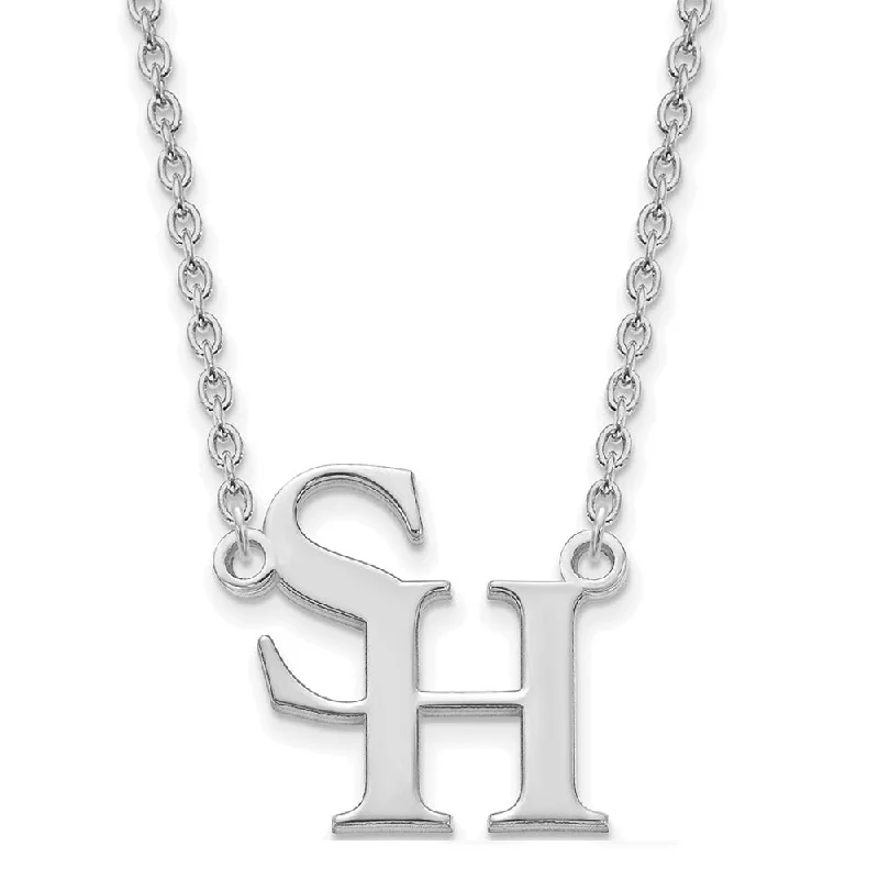 Sterling Silver Sam Houston State Large 'SH' Pendant Necklace