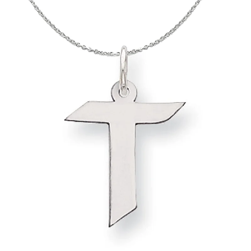 Silver Karlie Collection Artisan Block Initial Charm Letter T Necklace