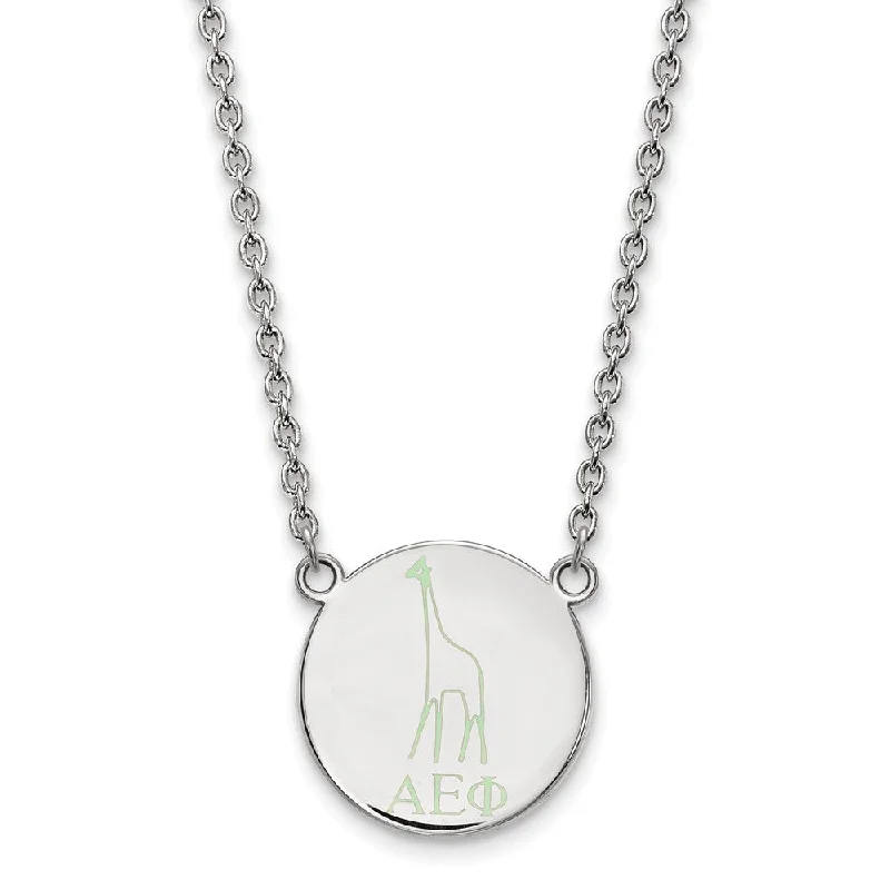 Sterling Silver Alpha Epsilon Phi Large Enamel Necklace