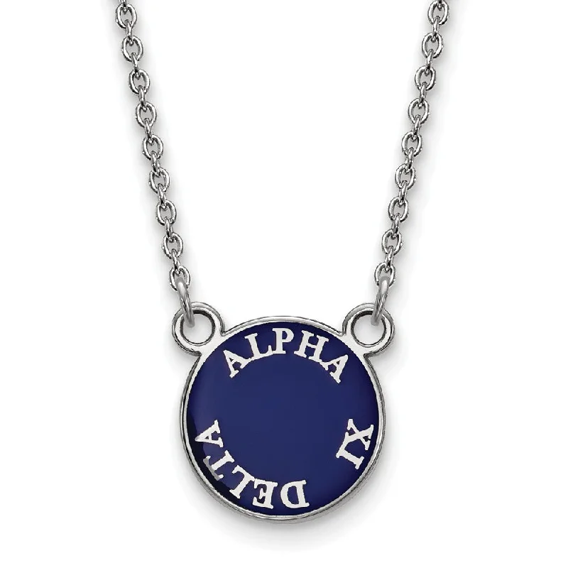 Sterling Silver Alpha Xi Delta Small Enamel Disc Necklace