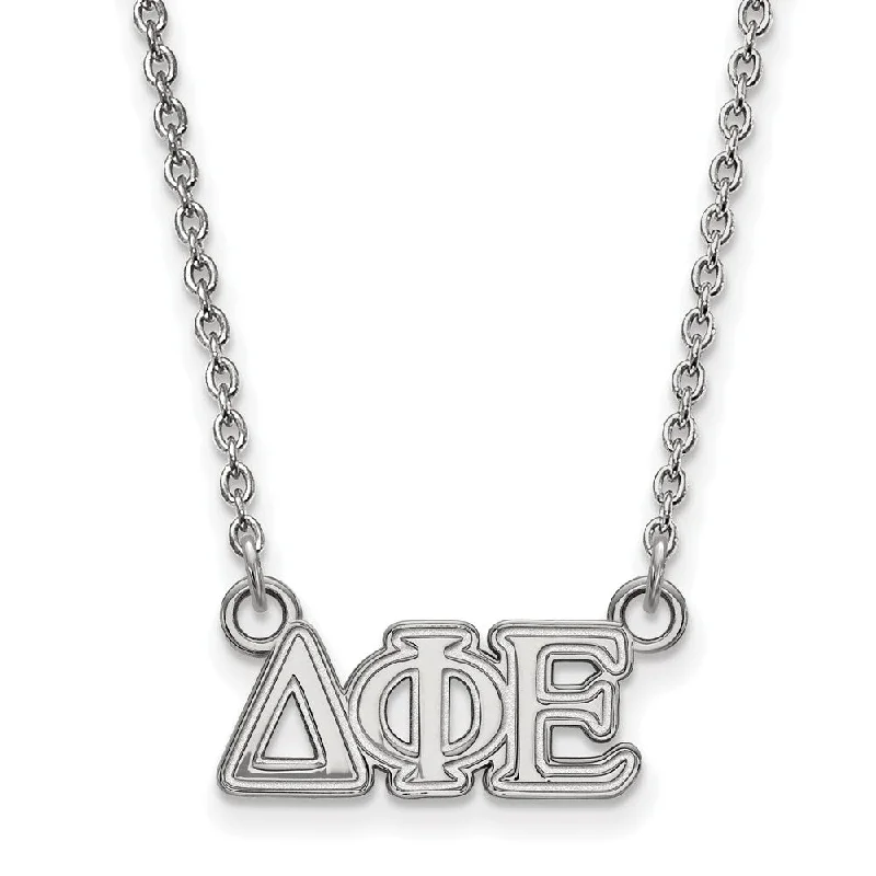 Sterling Silver Delta Phi Epsilon XS (Tiny) Greek Letters Necklace