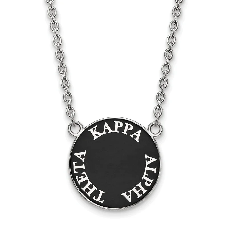 Sterling Silver Kappa Alpha Theta Large Enamel Disc Necklace