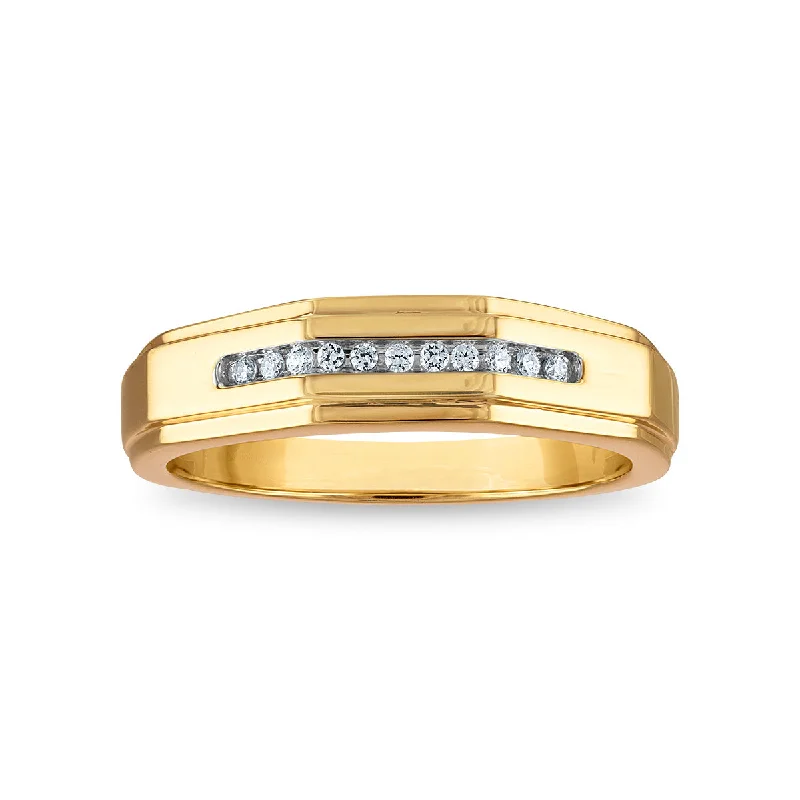 1/10 CTW Diamond Wedding Geometric Channel Set Ring in 10KT Yellow Gold