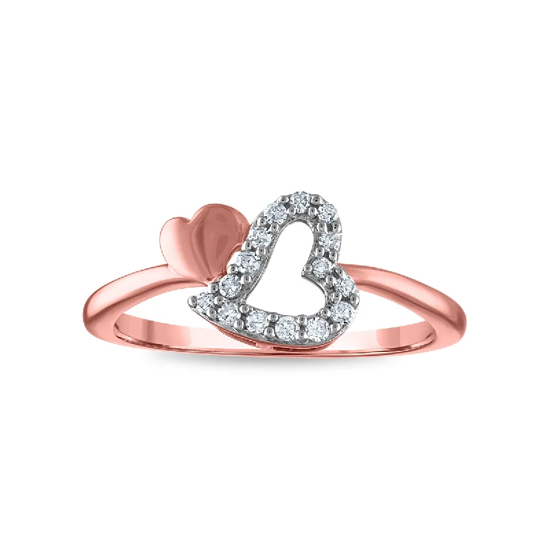 1/7 CTW Diamond Accent Heart Ring in 10KT Rose Gold