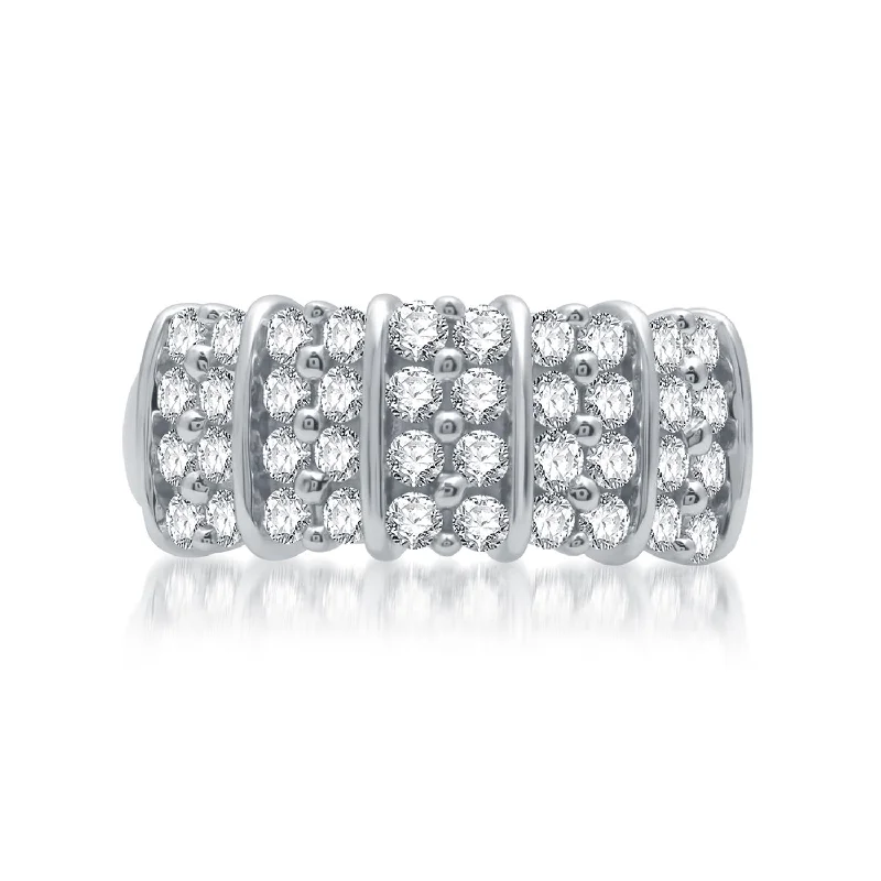 1 CTW Diamond Ring in Rhodium Plated Sterling Silver