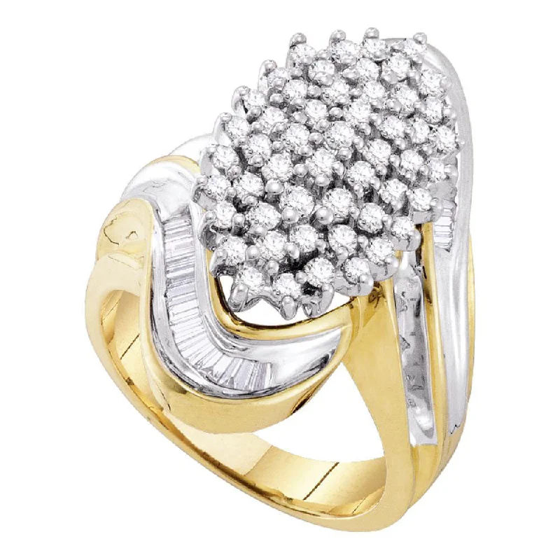 10kt Yellow Gold Womens Round Diamond Wide Cluster Ring 1 Cttw