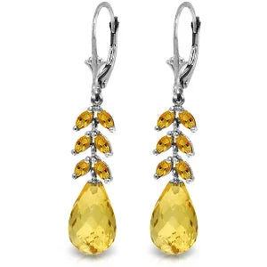 11.2 Carat 14K Solid White Gold Win Your Battles Citrine Earrings