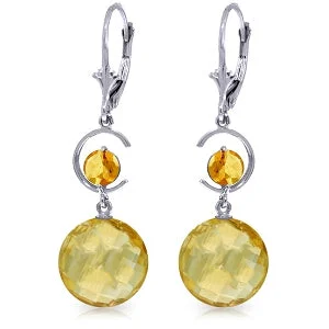 11.6 Carat 14K Solid White Gold Spark Of Life Citrine Earrings