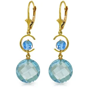 11.6 Carat 14K Solid Yellow Gold Naturalshville Blue Topaz Earrings