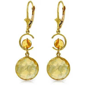 11.6 Carat 14K Solid Yellow Gold Naturalshville Citrine Earrings