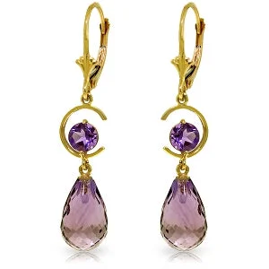 11 Carat 14K Solid Yellow Gold Moonlight Amethyst Earrings