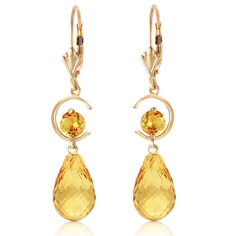 11 Carat 14K Solid Yellow Gold Moonlight Citrine Earrings