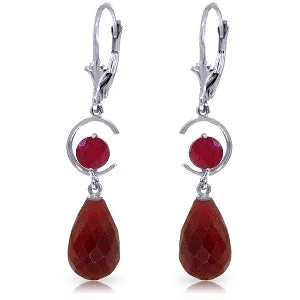 18.6 Carat 14K Solid White Gold Reaching Out Ruby Earrings