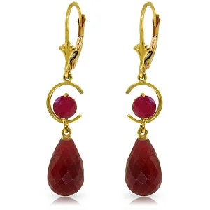 18.6 Carat 14K Solid Yellow Gold Moonlight Ruby Earrings