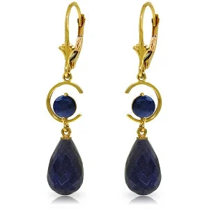 18.6 Carat 14K Solid Yellow Gold Moonlight Sapphire Earrings