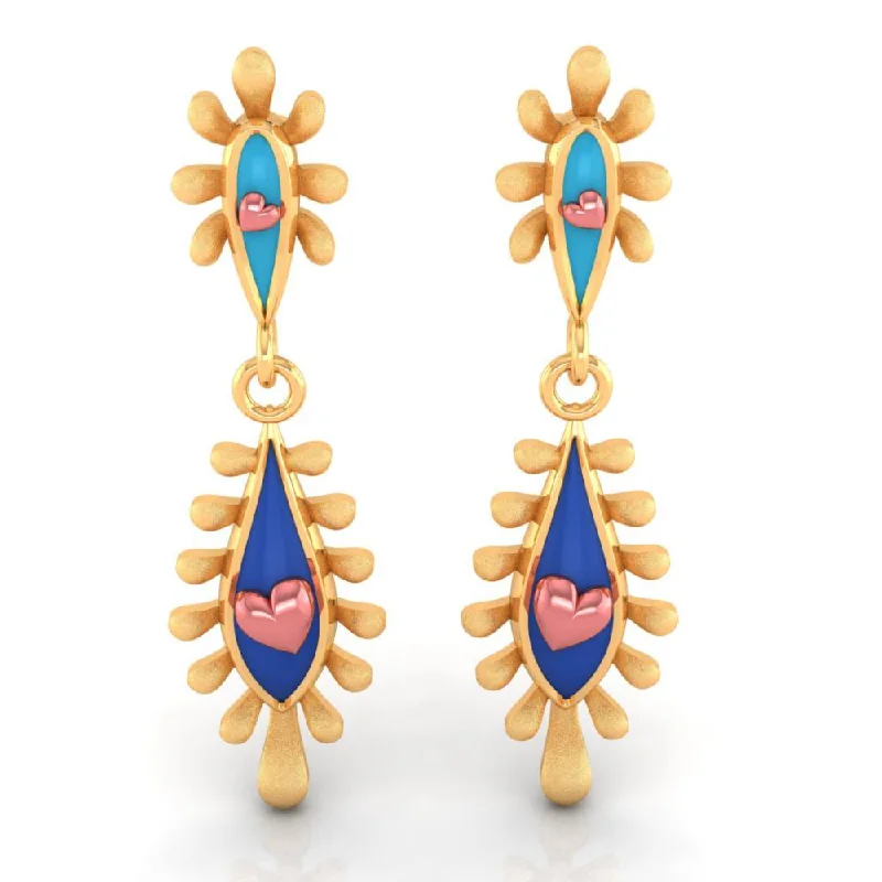 18k Gold Earrings With Connected Water Droplet Design And  Beautiful Detailing