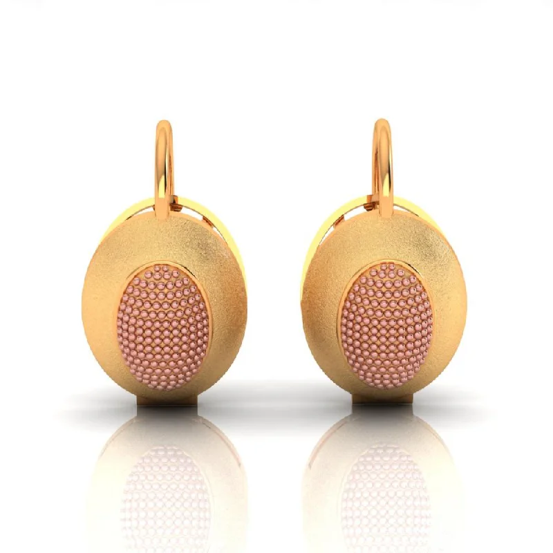 18k Gold Earrings With Delicate Work And A Touch Of Yellow Gold