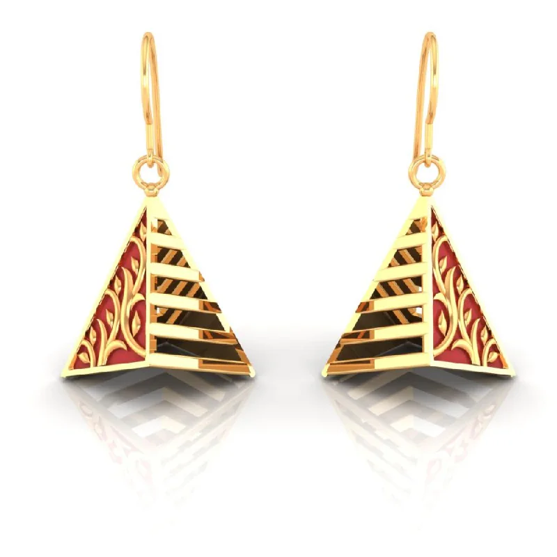 18k Magnificent Reddish-conical Gold Earrings