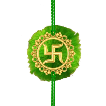 22k Gold Rakhi With Swastik Symbol From The House Of Pc Chandra Jewellers