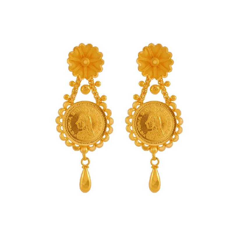 22KT Yellow Gold Drop Earrings For Women