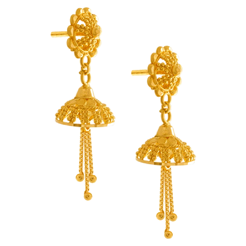 22KT Yellow Gold Jhumki Earrings For Women