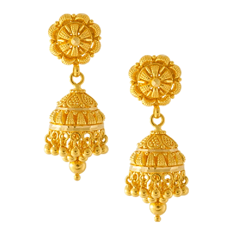 22KT Yellow Gold Jhumki Earrings For Women