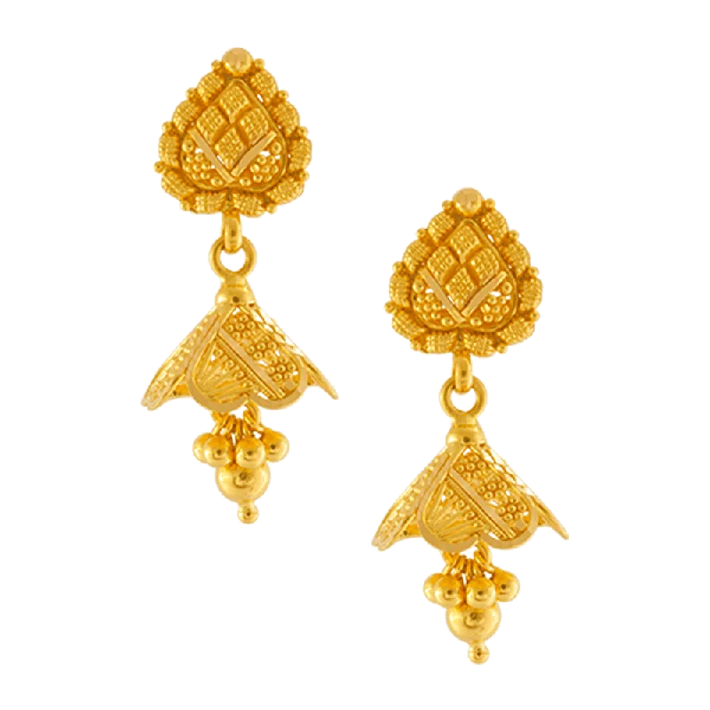 22KT Yellow Gold Jhumki Earrings For Women